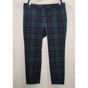 Jcrew Rugby Full Length Blue &Green Plaid Pants Size 20 Preppy Holiday Corpcore